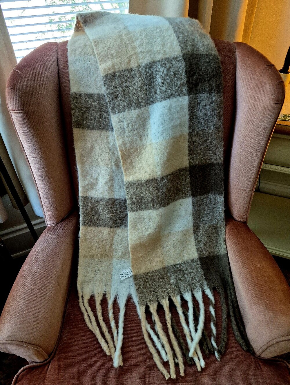 NEW 6' Plaid Scarf/Wrap + 8" Fringe